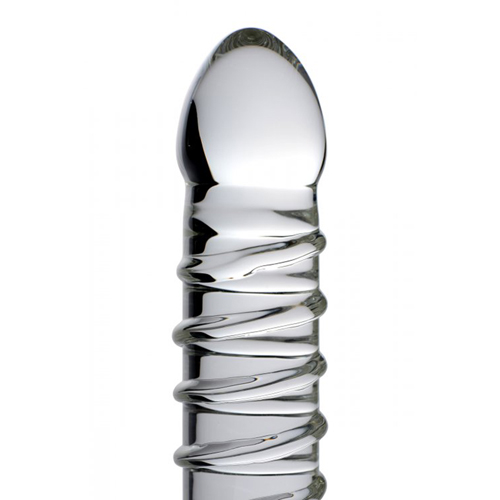 grote dildo met ribbels van glas