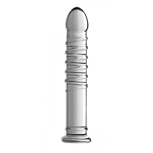 grote dildo met ribbels van glas